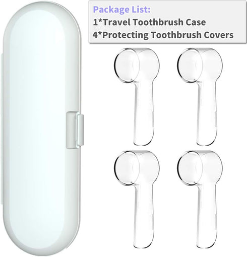 Electric Toothbrush Travel Case for Oral-B Toothbrushes - 4 Pcs Toothbrush Head Covers Compatible with Oral B Electric Toothbrush Heads (White)...