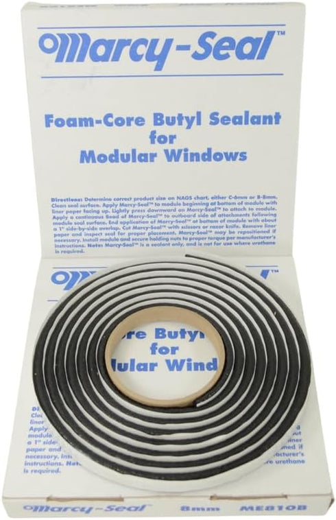 8mm x 10' Foam Core Round Butyl Tape Roll Auto Glass Adhesive Soft Seal...