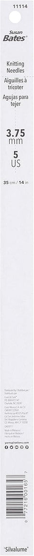 Susan Bates 11114-5 14-Inch Silvalume Single Point Knitting Needle, 3.75mm, Steel Grey...