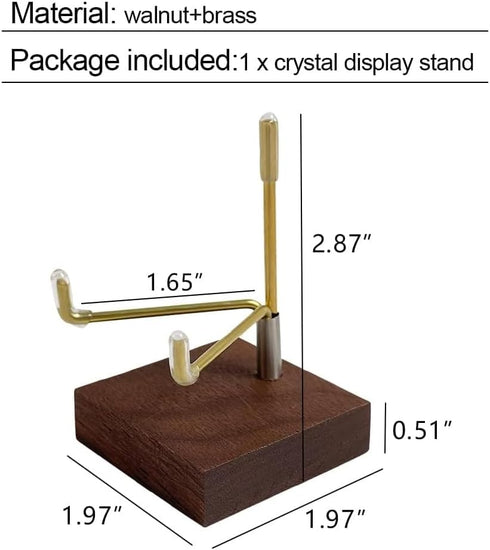 Adjustable Brass Crystal Display Stand with Walnut Base Mineral Specimens Display Stand Rock Display Easel Metal Display Holder for Stones Geodes ...