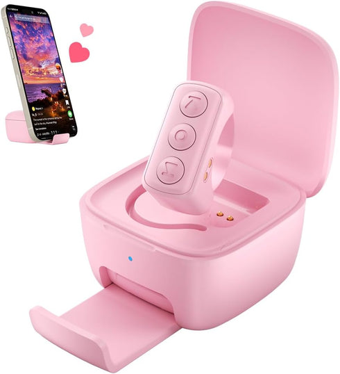 Remote Scrolling Ring for TikTok, 2-in-1 TIK Tok Scroller Ring with Phone Holder, Wireless Page Turner for iPad/iPhone Ebook Reading, Photo Taking...