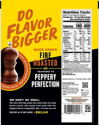 BIGS Sunflower Seeds, Cracked Pepper Flavor, 5.35 oz....