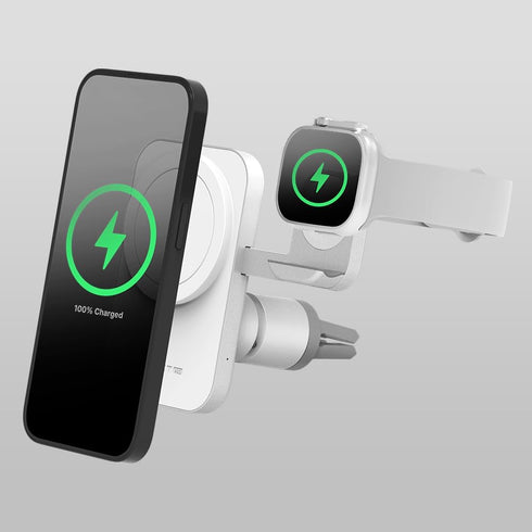 Korea Magsafe Wireless Car Charger Mount, magCombo 15W Fast Charging 2-in-1 for iPhone/Apple Watch car Accessories...