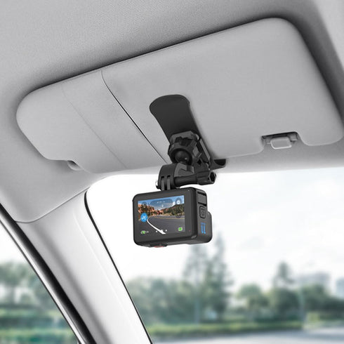 SUREWO Car Sun Visor Mount, Quick Clip Sun Visor Mount with Universal Ball J Hook Compatible with GoPro Hero 12 11 10 9 8 7 6 5 Black,DJI Osmo Act...