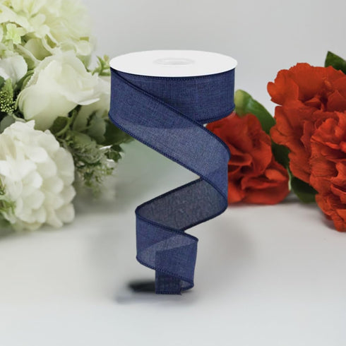 Solid Canvas Wired Edge Ribbon, 10 Yards (Navy Blue, 1.5 Inches)...