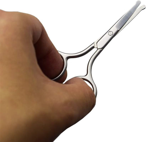 4 Inch Professional Stainless Steel Rounded Tip Nose Eyebrow Ear Dog Pet Hair Trimming Safety Scissor Shears - Grooming Cutting Scissors for Men &...
