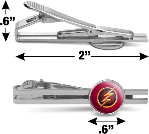 The Flash TV Series Logo Round Tie Bar Clip Clasp Tack Silver Color Plated...