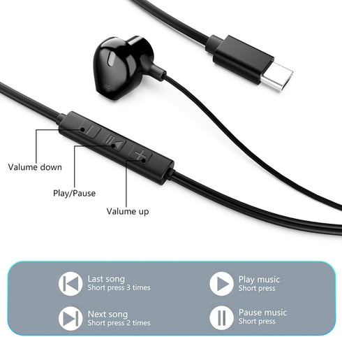 USB C Headphones for iPhone 15 Pro Max Plus ipad with for Samsung Google Oneplus and Other Type C Cellphone with Microphone Earbuds, Type C Wired ...