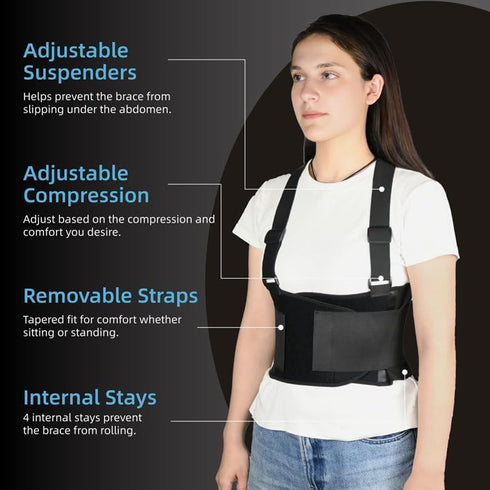 Work Back Brace for Men & Women, Adjustable Lower Back Support Belt with Suspenders for Back Pain Relief, Moving Construction Warehouse Heavy Lift...