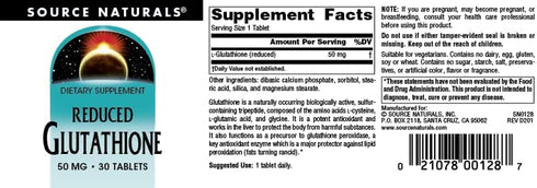 Source Naturals Glutathione, Supplement For Liver Support, 50mg - 30 Tablets...