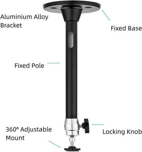 Mini Ceiling Wall Projector Mount Stand 360° Rotation Tripod Mount Compatible with Most Mini Projectors Digital Camera Camcorder (215mm, Black)...