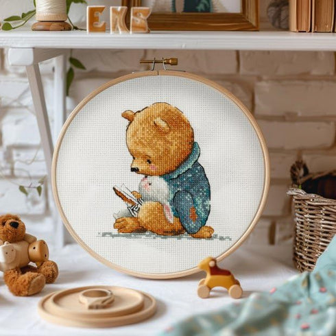 HobbyJobby Cross Stitch Kit The Bedtime Story, Counted Cross Stitch Kit for Adults, Needlecraft and Embroidery Kit...