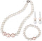 Pink White Shell Pearl Handmade Earrings Necklace Bracelet Jewelry Set for Women...