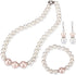 Pink White Shell Pearl Handmade Earrings Necklace Bracelet Jewelry Set for Women...