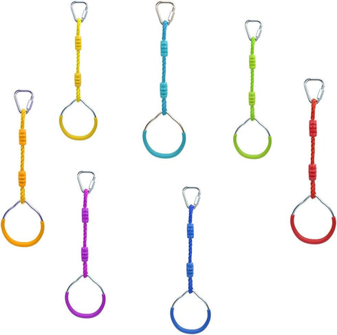 Single Black Gymnastic Swing Ninja Climbing Ring Kids Outdoor Playground Playset Accessories, Funny Monkey Gym Bar Obstacle Ring with Carabiners f...