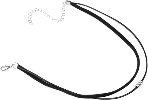 Doubnine Suede Choker Short Layered Necklace Gothic Punk Choker Boho Handmade Women Holiday Jewelry Gift (black)...