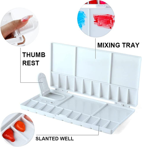 Transon 25wells Compact Paint Palette Box with Lid for Paint Color Mixing...