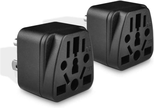 2-Pack ALINNA US Travel Plug Adapter, EU to US Plug Adapter, Universal EU UK AU CN JP to USA (Type B), Grounded 3 Prong USA Wall Plug Adaptor Outl...
