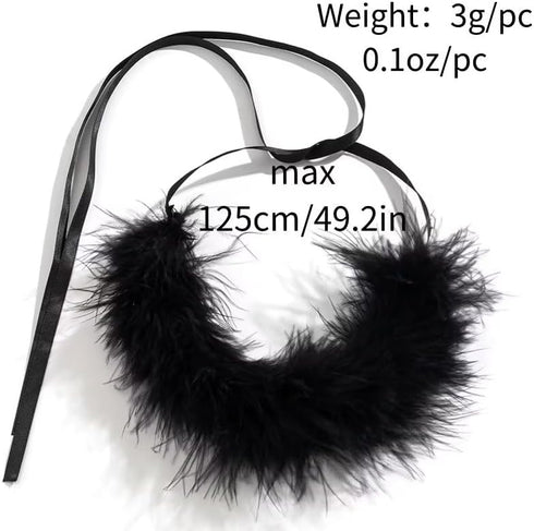 Exaggerated Multicolor Feather Choker Necklace Ribbon Fluffy Feather Collar Necklace Adjustable For Women Girls Gothic Costume Party...