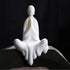 Kingzhuo White Ceramic Cute Sitting Buddha Statue Beautiful Sculpture Praying Hands Meditation Monk Figurine Peaceful Little Statue Home Decor Orn...