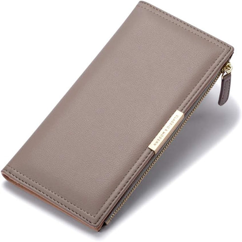 Ultra Slim Wallet Leather RFID Blocking Credit Card Holder Bifold Clutch Coin Zipper Travel Long Purse for Women Girls...