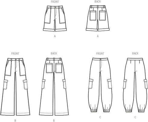 McCall's Learn Girls' Shorts and Cargo Pants Sewing Pattern Packet, Design Code M8396, Sizes 7-8-10-12-14, Multicolor...