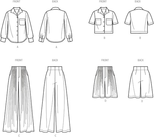 Simplicity Misses' Button Down Shirt, Pants and Shorts Sewing Pattern Kit, Code S9715, Sizes 8-10-12-14-16, Multicolor...