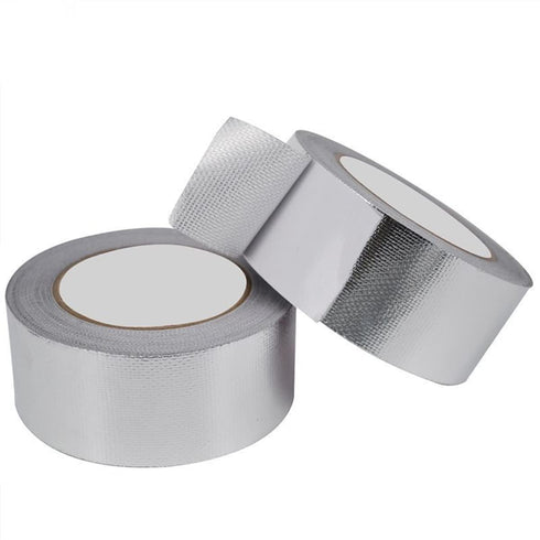 Glass Fiber Cloth Aluminum Foil Tape, Fireproof Self-Adhesive Tape High Temperature Leak Proof Tin Foil Duct Tape Seal Pipe Insulation Tear Resist...