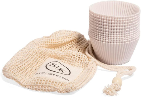 The Silicone Kitchen Reusable Silicone Baking Cups, Non-Toxic, BPA Free, Dishwasher Safe, Jumbo, 12 Pack, Designer White...