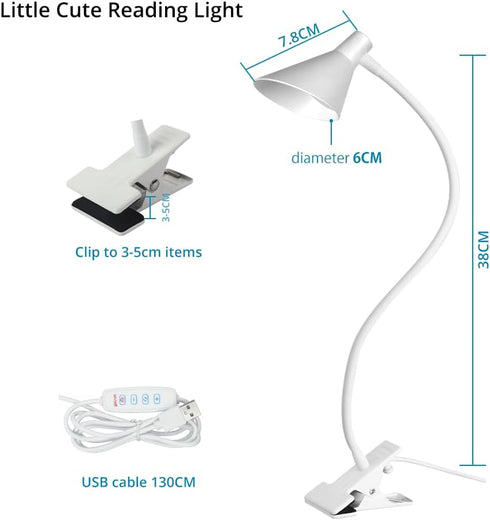 Desk Clip Light,3 Light Modes 10 Dimmable Brightness Reading Light, Flexible Neck Bedside Lamp, Small Table Clamp Lamp for Office, Bedroom, Bed He...