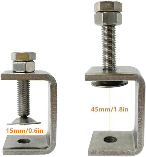 0-25Mm Mini Stainless Steel C Clamps for Mounting, 4Pcs Heavy Duty Woodworking U Clamp Set Tiger Clamp Tools with Stable Wide Jaw Opening & Protec...