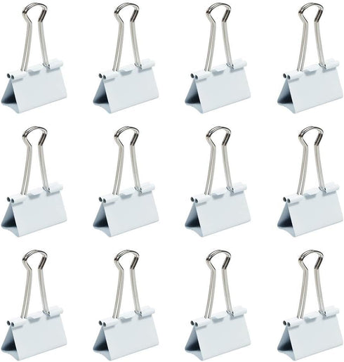 JAM PAPER Colorful Binder Clips - Large - 1 1/2 Inch (41 mm) - White Binderclips - 12/Pack...