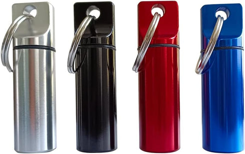 4 Packs Aluminum Pill Box Case and Designed Earplugs Storage (red,Black,Silver and Blue)...