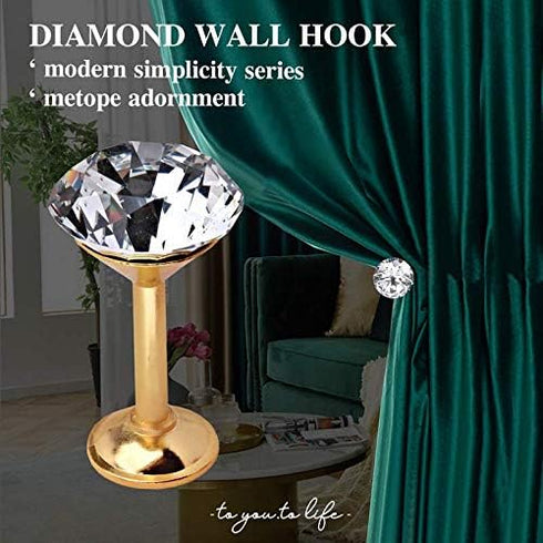 1 Pair Simple Design Diamond Crystal Curtain Hooks Curtain Buckle Wall Holdbacks Decorative Tiebacks (Gold)...