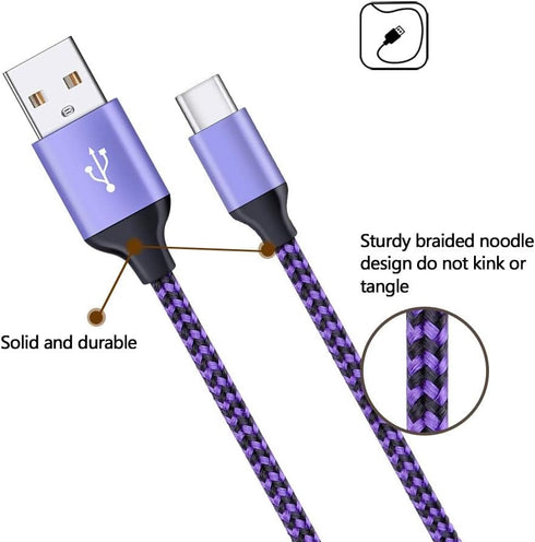 USB Wall Charger Block Phone Power Adapter Charging Brick Plug with 2Pack 6Ft Type C Charger Cable for Samsung Galaxy S24 S23 FE S22 S21 S20 A15 Z...