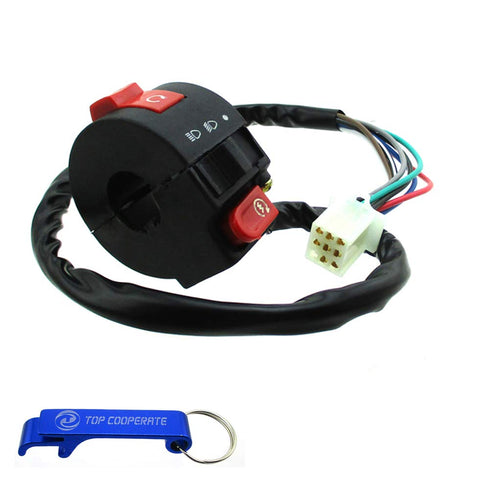 TC-Motor 3 Function 8 Wire Handle Kill Light Start Switch Female Plug for Chinese 50cc 70cc 90cc 110cc ATV Quad Kazuma Taotao Coolster...