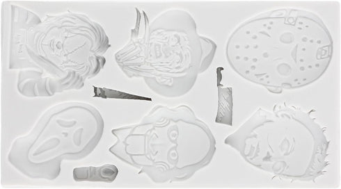 Horror Characters Fondant Molds Scary Movie Characters Silicone Mold For Halloween Friends Cake Decorating Cupcake Topper Candy Chocolate Gum Past...