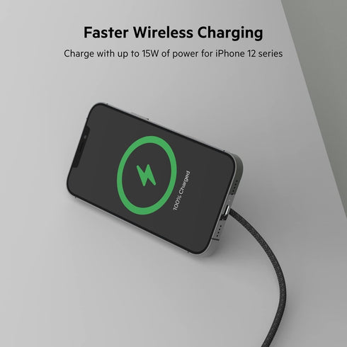 Belkin Wireless Charger for MagSafe, 15W Fast Charging Pad (PSU Not Included) w/ Kick Stand & 6.6ft Long Braided Cable, Compatible w/ iPhone 15, 1...