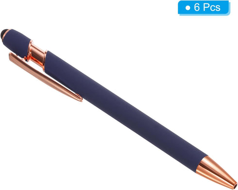 PATIKIL Ballpoint Pen with Stylus Tip, 6 Pack 2 in 1 Metal Pen Black Ink 1.0mm Medium Point Stylus Pen for Touch Screens Style 2, Blue...