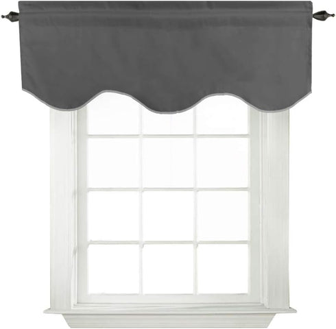 Turquoize Blackout Curtain Valances for Kitchen Windows/Bathroom/Bedroom Privacy Decorative Rod Pocket Short Scalloped Window Valance Curtains, 52...