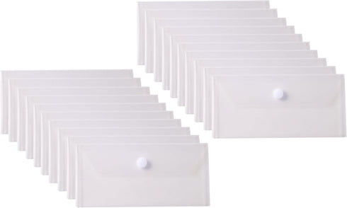 3.9'' x 7.8'' Clear Plastic Cash Money Pouch Bank Deposit Bag Check Wallet 20 Pack Hook Loop Closure...