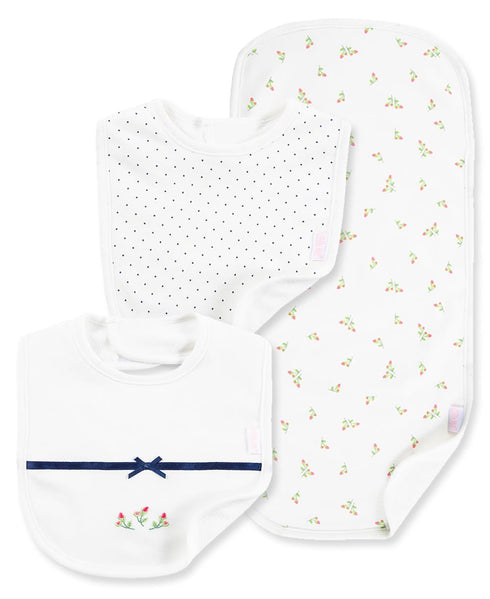 Little Me Baby 100% Cotton Gender Neutral Rosebud 3pcs Bib and Burb Set, 1 Size...
