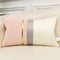 Avigers 12 x 20 Inches Pink White Gold Leather Striped Patchwork Velvet Cushion Case Luxury Modern Throw Pillow Cover Decorative Pillow for Couch ...