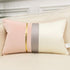 Avigers 12 x 20 Inches Pink White Gold Leather Striped Patchwork Velvet Cushion Case Luxury Modern Throw Pillow Cover Decorative Pillow for Couch ...