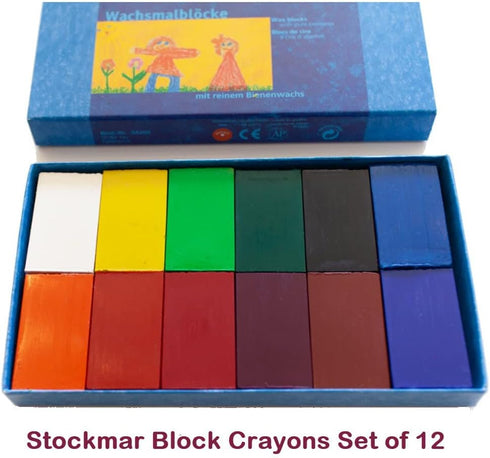 Stockmar Beeswax Crayons, Set of 12 Blocks in Carton...
