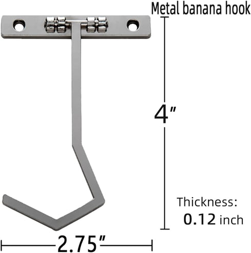 Metal Banana Hanger - Under Cabinet Hook for Kitchen Items. Keep Bananas Fresh (Gun Color X 1pc)...