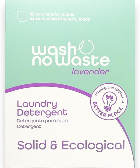Wash No Waste - Laundry Detergent Strips - 64 Washes - Hypoallergenic, Softening, Powerful Cleaning - Vegan and Cruelty-Free - Plastic-Free - Biod...