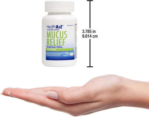 HealthA2Z® Mucus Relief | Guaifenesin 400mg | Immediate Release | Expectorant (150 Counts)...