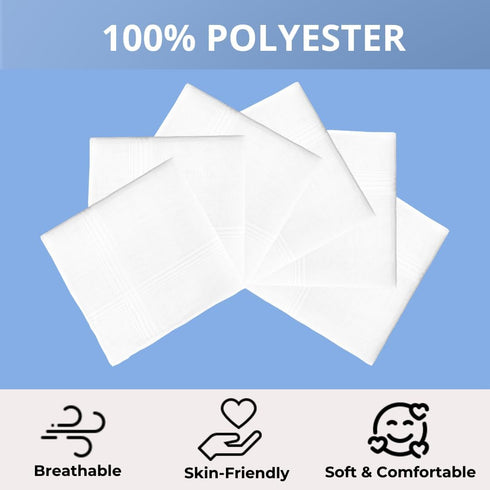 12 Pack Men's Handkerchiefs White Handkerchiefs for Men Solid Color Mens Hankies Gents Hankerchieves with Stripe for Wedding Party...