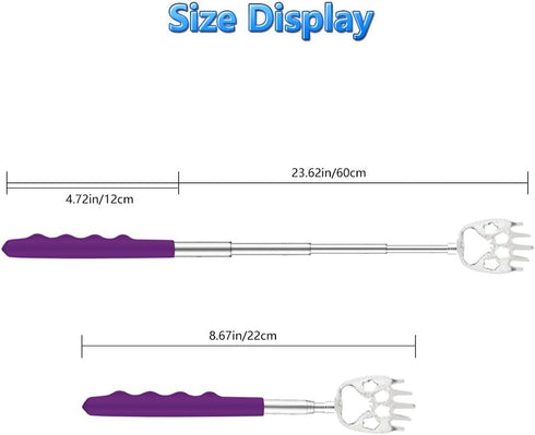 6 Pack Telescoping Back Scratcher - Bear Claw Back Scratchers - Portable Extendable Backscratcher with Rubber Handles in Black, Blue, Green, Purpl...